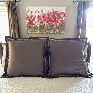 Eastern Accents Lot of 2 Extra Large Pillows Cover & Insert Brown 27” x 27”